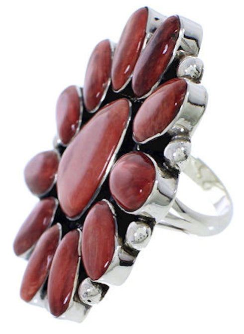 Large Statement Red Oyster Silver Southwest Ring Size 8-3/4 YX36026
